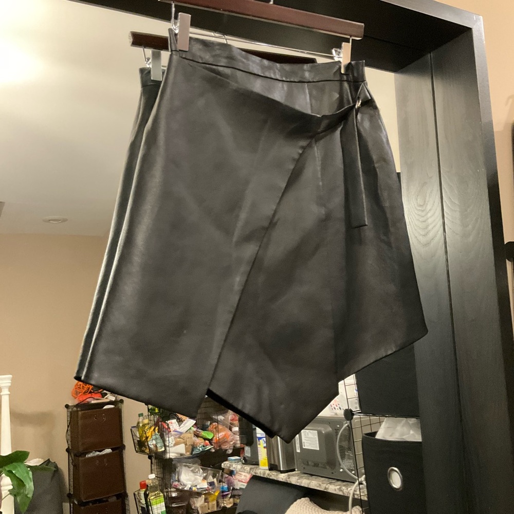 (Lori) BCBGMaxAzria Black Asymmetrical Wrap Mini Skirt